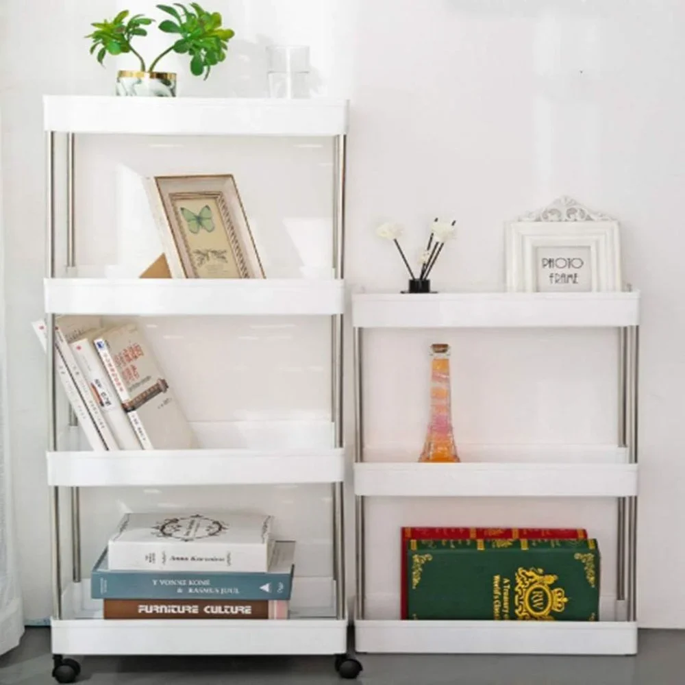 4 Tier Slim Storage Cart Narrow Shelving Unit Organizer Slide Out Storage